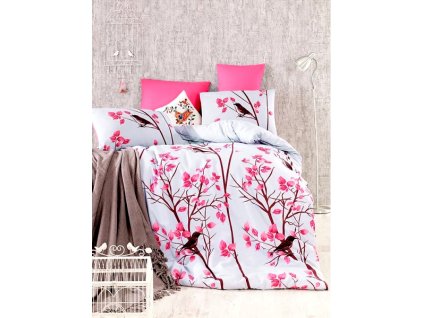 Set luxusního povlečení En Voge - Ptáček (Barva modrá, Rozměr 140x200 cmx2ks + 70x90 cmx2ks)