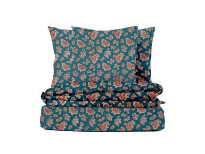 Ervi bavlněné povlečení - turecké okurky na smaragdovém (Rozměr 140x200 cm + 70x90 cm)