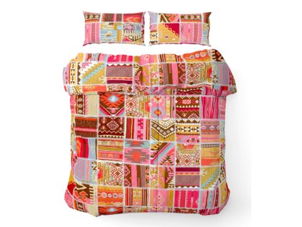 Ervi bavlněné povlečení - Etno oranž (Barva barevná, Rozměr 140x200 cm + 70x90 cm, Vzor Etnický)