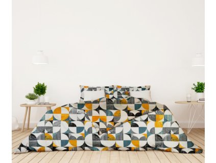 Ervi bavlněné KREPOVÉ povlečení - geometrický vzor -26710-6 (Rozměr 140x200 cm + 70x90 cm)