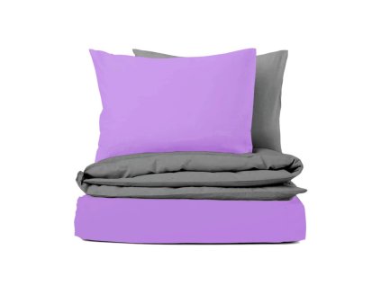 Ervi bavlněné povlečení oboustranné DUO - šeříkové /šedé (Rozměr 140x200 cm + 70x90 cm)