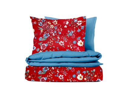 Ervi bavlněné povlečení oboustranné - Květinová louka/modré (Rozměr 140x200 cm + 70x90 cm)