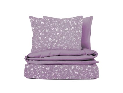 Ervi bavlněné povlečení oboustranné - květiny na lilkovém/fialové (Rozměr 140x200 cm + 70x90 cm)