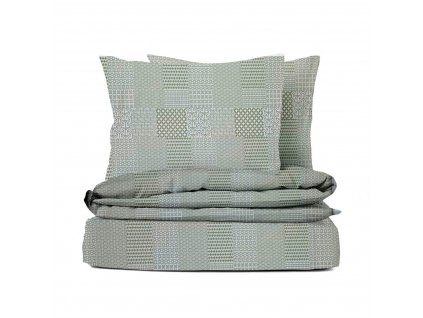 Ervi bavlněné KREPOVÉ povlečení - Geometrický vzor -olivové (Rozměr 140x200 cm + 70x90 cm)