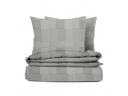 Ervi bavlněné KREPOVÉ povlečení - Geometrický vzor - šedé (Rozměr 140x200 cm + 70x90 cm)