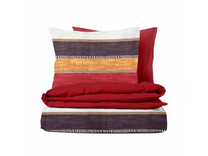 Ervi bavlněné povlečení oboustranné - Kongo/červené (Barva Barevná/Colorful, Rozměr 140x200 cm + 70x90 cm, Vzor Geometrický/Geometric)