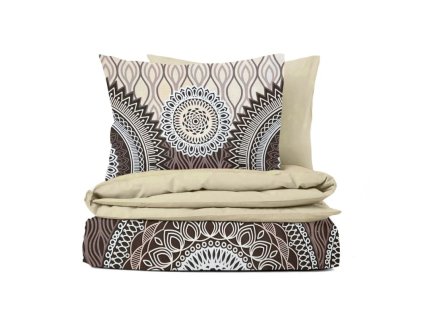 Ervi bavlněné povlečení oboustranné - Etno/béžové (Barva Barevná/Colorful, Rozměr 140x200 cm + 70x90 cm, Vzor Geometrický/Geometric)