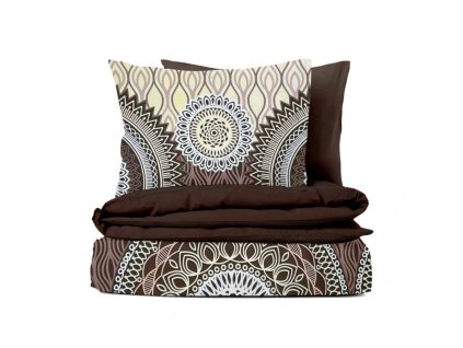 Ervi bavlněné povlečení oboustranné - Etno/hnědé (Barva Barevná/Colorful, Rozměr 140x200 cm + 70x90 cm, Vzor Geometrický/Geometric)