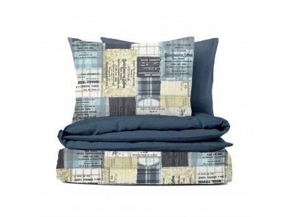 Ervi bavlněné povlečení oboustranné - Sherlock/modré (Barva Barevná/Colorful, Rozměr 140x200 cm + 70x90 cm, Vzor Designový/Design)
