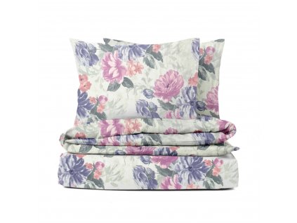 Ervi bavlněné povlečení - fialové a modré pivoňky (Rozměr 140x200 cm + 70x90 cm)