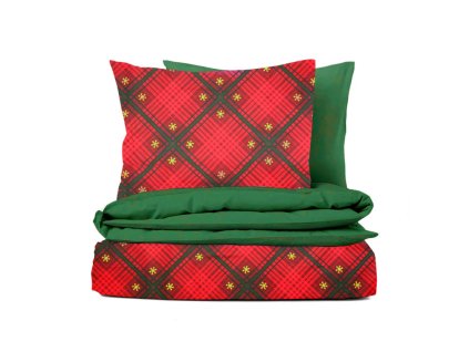 Ervi bavlněné povlečení oboustranné - Vánoční káro červené/zelené (Rozměr 140x200 cm + 70x90 cm)
