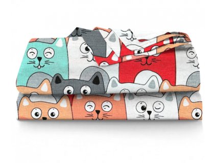 Ervi bavlněné prostěradlo Legrační koťátka (Barva barevná, Rozměr 140x220 cm, Vzor Dětský)