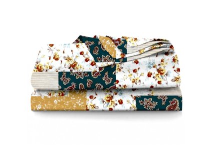 Ervi bavlněné prostěradlo - pečvork na smaragdovém (Barva barevná, Rozměr 140x240 cm, Vzor Pečvork)