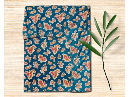 Ervi bavlněné napínací prostěradlo - turecké okurky na smaragdovém (Rozměr 80x160 cm)