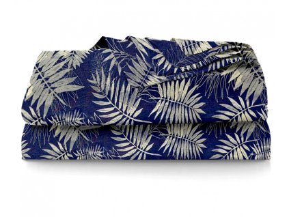 Ervi bavlněné prostěradlo - větvičky na modrém (Barva Tmavě modrá, Rozměr 140x240 cm, Vzor Lístečky/větvičky)