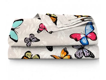 Ervi bavlněné prostěradlo - barevné motýlcí (Barva barevná, Rozměr 140x240 cm, Vzor Přírodní)