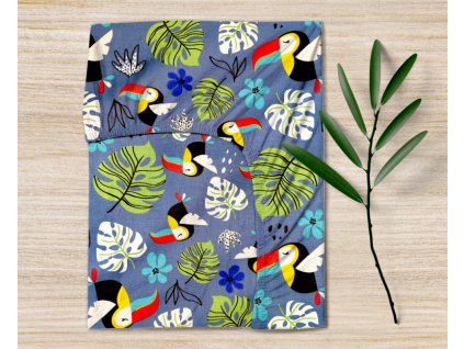 Ervi bavlněné napínací prostěradlo - tukani (Rozměr 80x160 cm)