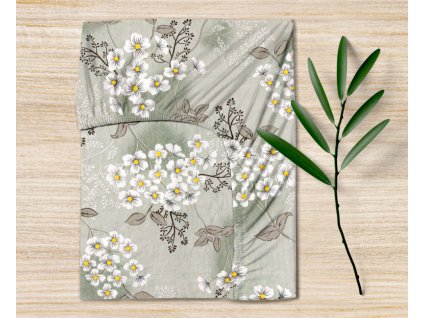 Ervi bavlněné napínací prostěradlo - bílé květinky (Barva barevná, Rozměr 80x160 cm, Vzor Květinový)