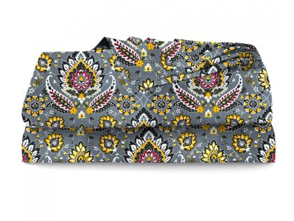 Ervi bavlněné prostěradlo - Etno na šedém (Barva barevná, Rozměr 140x240 cm, Vzor Etnický)