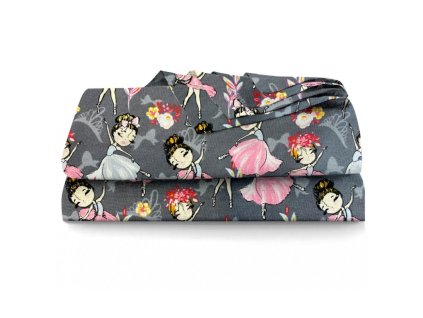 Ervi bavlněné prostěradlo - baleríny na šedém (Barva barevná, Rozměr 140x240 cm, Vzor Dětský)