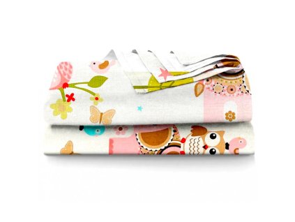 Ervi bavlněné prostěradlo - sovičky a sloni (Barva Bílá/White, Rozměr 140x240 cm, Vzor Dětský/Childlike)