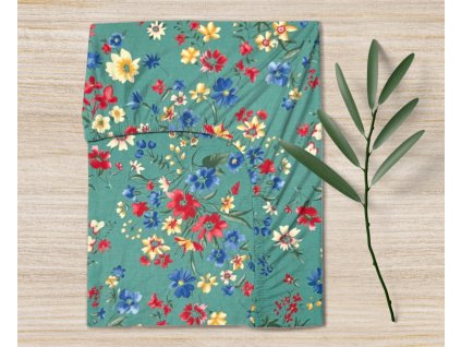 Ervi bavlněné napínací prostěradlo - Zelená louka (Barva Barevná/Colorful, Rozměr 80x160 cm)