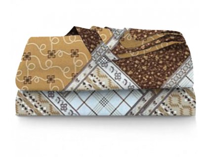 Ervi bavlněné prostěradlo - designový vzor na hnědém (Barva Barevná/Colorful, Rozměr 140x240 cm, Vzor Designový/Design)