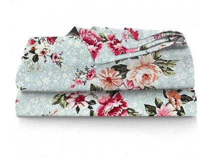 Ervi bavlněné prostěradlo - květiny na modrém (Barva Barevná/Colorful, Rozměr 140x240 cm, Vzor Květinový/Floral)