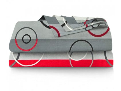 Ervi bavlněné prostěradlo - Kruhy na červeném (Barva Barevná/Colorful, Rozměr 140x240 cm, Vzor Geometrický/Geometric)