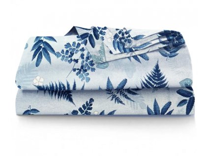 Ervi bavlněné prostěradlo - Akvarelové lístky na modrém (Rozměr 140x240 cm)