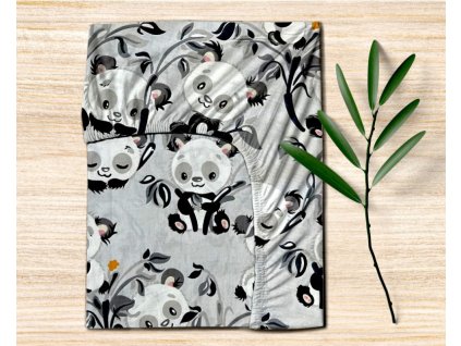 Ervi dětské bavlněné napínací prostěradlo - panda (Rozměr 80x160 cm)
