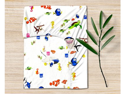 Ervi dětské bavlněné napínací prostěradlo - Nemo (Rozměr 80x160 cm)