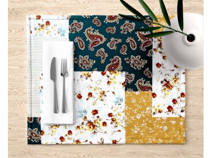 Ervi bavlněné prostírání na stůl - pečvork na smaragdovém (Rozměr 30 x 40 cm)