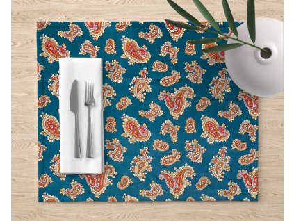 Ervi bavlněné prostírání na stůl - turecké okurky na smaragdovém (Rozměr 30 x 40 cm)