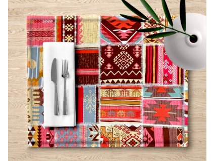 Ervi bavlněné prostírání na stůl - Etno oranž (Barva barevná, Rozměr 30 x 40 cm, Vzor Etnický)