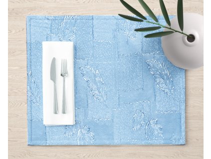 Ervi dekorační prostírání na stůl - Estella listy modrá (Rozměr 30 x 40 cm)