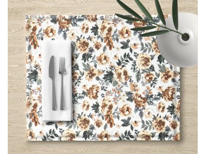 Ervi bavlněné prostírání na stůl - Kvetoucí růže (Barva Barevná/Colorful, Rozměr 30 x 40 cm)