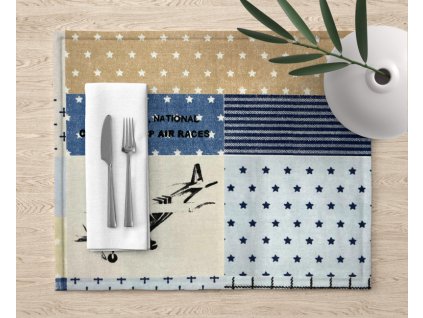 Ervi bavlněné prostírání na stůl - Air races blue (Barva Barevná/Colorful, Rozměr 30 x 40 cm)