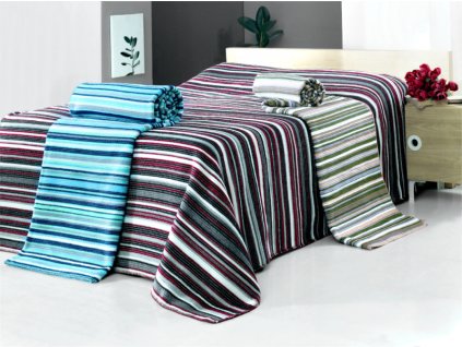 Multifunkční deka-přehoz ERVI 983H, bavlna - pruhy (Rozměr 150x200)