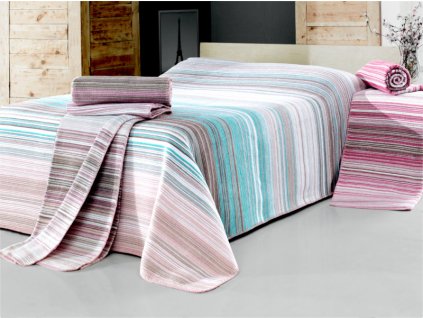 Multifunkční deka-přehoz ERVI 1266D, bavlna - pruhy (Rozměr 150x200)