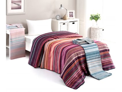 Multifunkční deka-přehoz ERVI 1539A, bavlna - pruhy (Rozměr 150x200 cm)