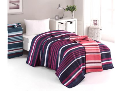 Multifunkční deka-přehoz ERVI 1547A, bavlna - pruhy (Rozměr 200x220)