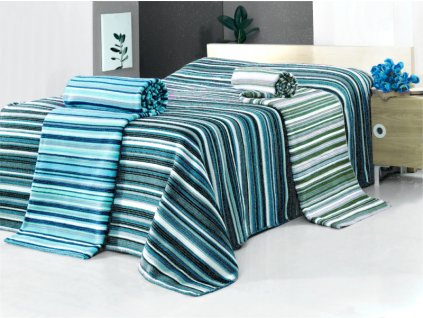 Multifunkční deka-přehoz ERVI 983F, bavlna - pruhy (Rozměr 150x200)