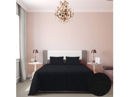 Ervi přehoz na postel jednolůžko/dvoulůžko - DMS V15 - černý (Rozměr 140x200 cm)
