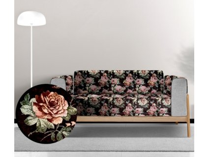 Ervi gobelínový přehoz na sedačku/postel - Gold černý (Kombinace bez područek/without area, Rozměr 140x200 cm)