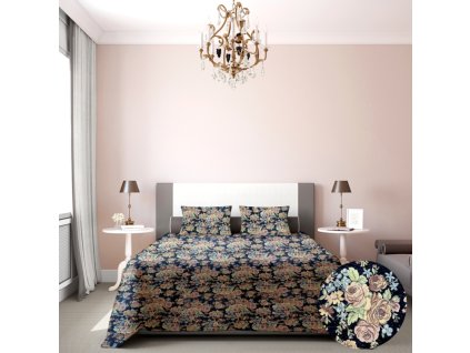 Ervi Gobelínový přehoz na postel jednolůžko/dvoulůžko - Gold plus černý (Rozměr 140x200 cm)