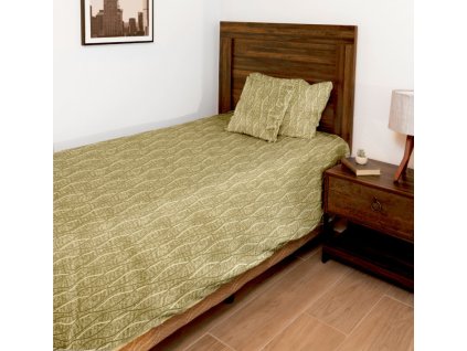 Ervi Gobelínový přehoz na postel jednolůžko/dvoulůžko - Tuna hořčice (Rozměr 140x200 cm, povlak na polštář 45x45 cm)