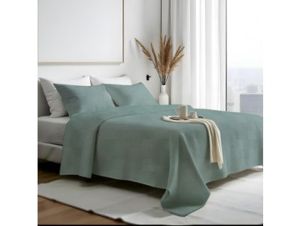 Ervi 100% Bavlněný multifunkční deka-přehoz na postel Waffle - akvamarín (Rozměr 140x200 cm)