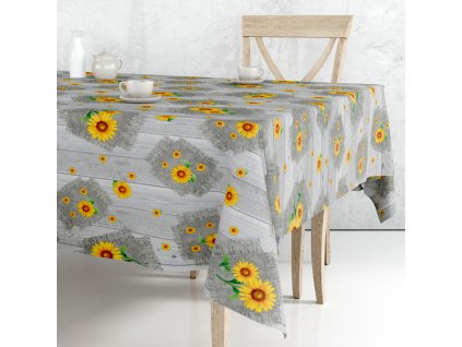 Ubrus PVC M- 115B - Slunečnice 140 cm x 20m (Barva šedá)