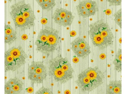 Ubrus PVC M-115C - Slunečnice 140 cm x 20m (Barva Zelená)